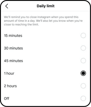 Instagram time limit settings