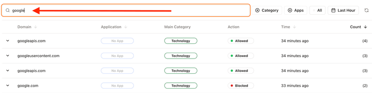 DNS Logs filtered by hostname.png
