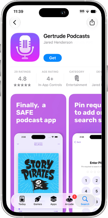 Gertrude Podcast app store.png