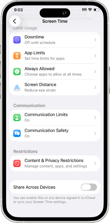 cannot change screen time passcode on child account.png