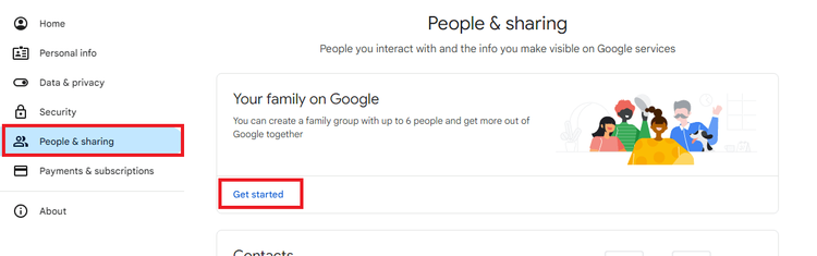 create family on google accouunts page.png
