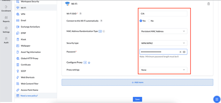 manage engine android add wifi SSID to profile.png