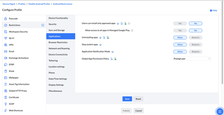 manage engine application restriction page.png